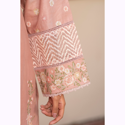UKC-32 Embroidered Cambric Cotton Dress Ready to Wear 3 Pc - Karma Collection