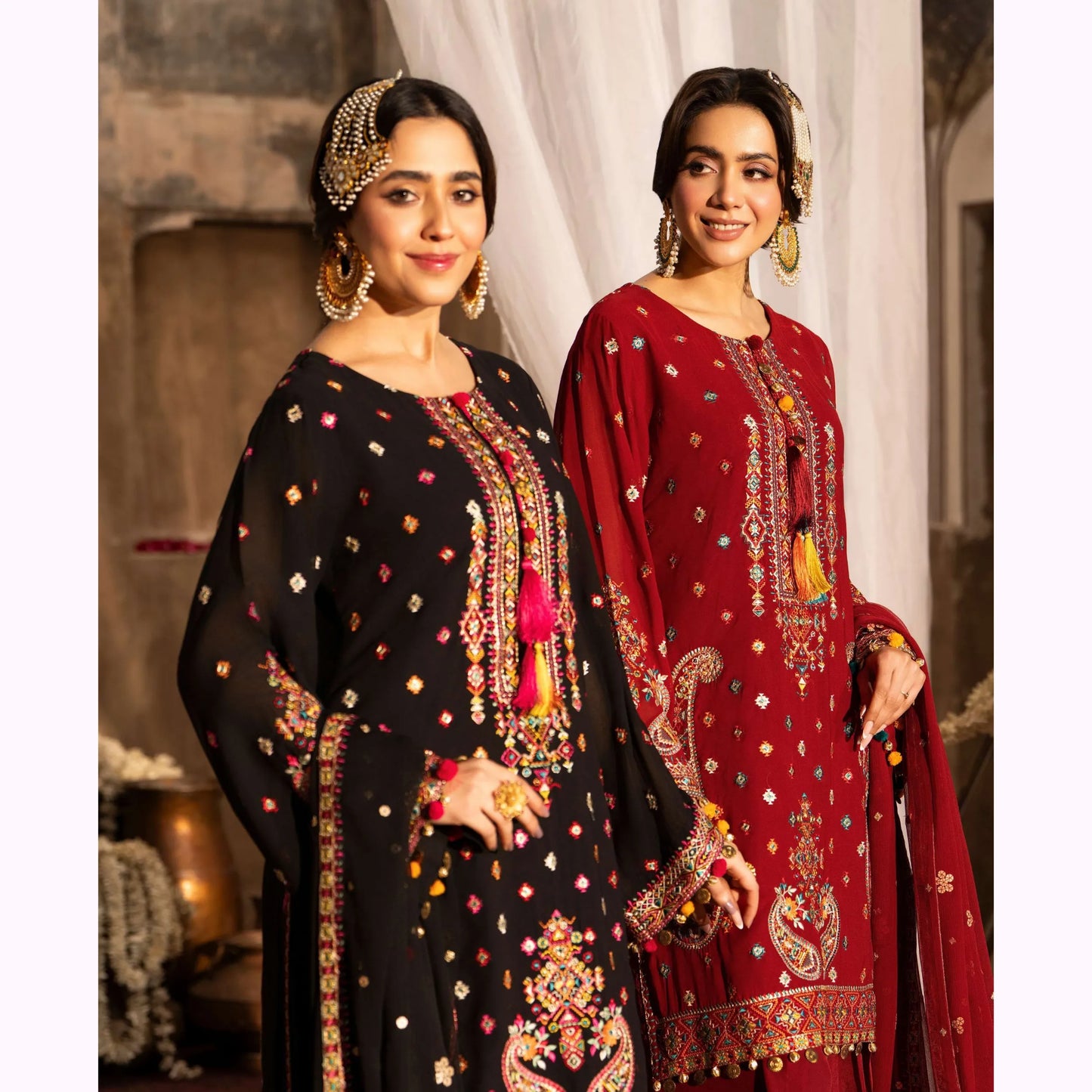 F-522 "Saj Dhaj" Embroidered Georgette Collection by Karma Collection