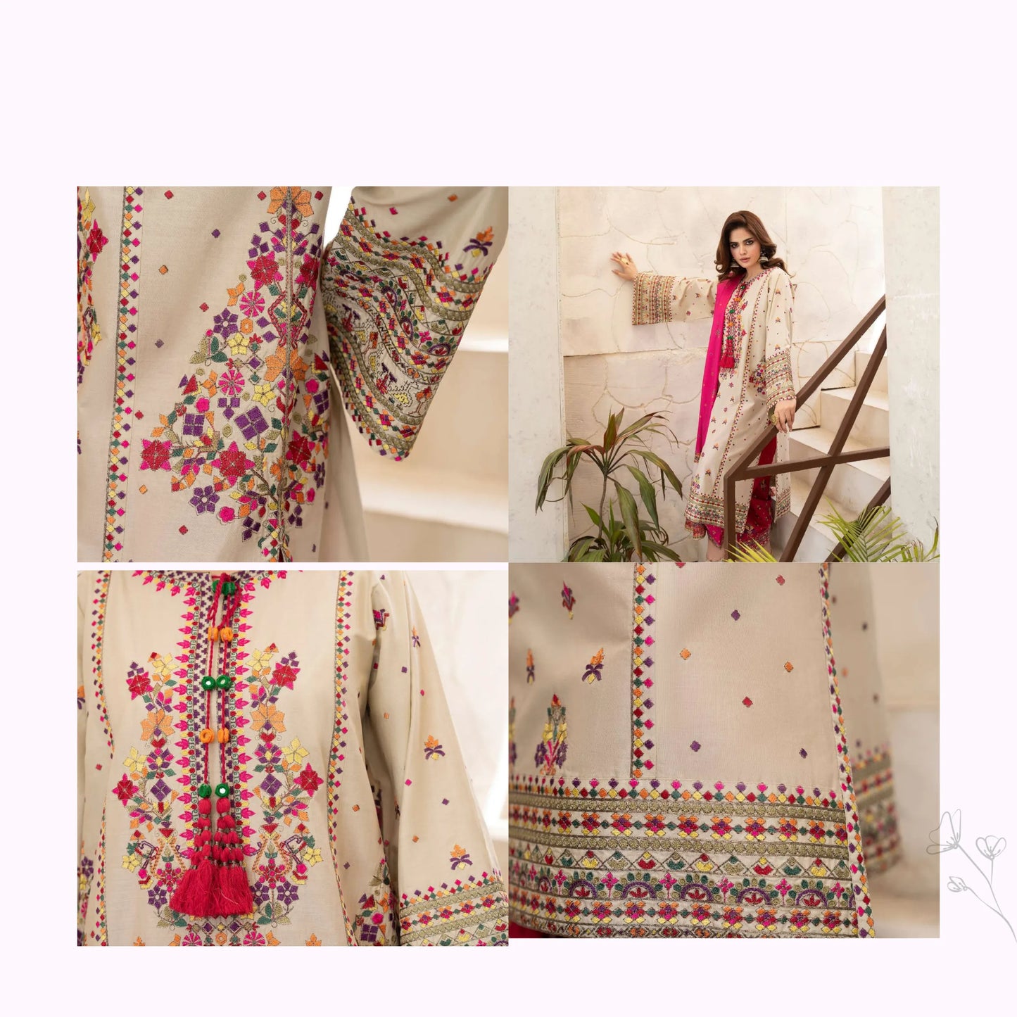 KC-1565 "Tabeer" Embroidered Festive Cambric Cotton Collection by Karma Collection