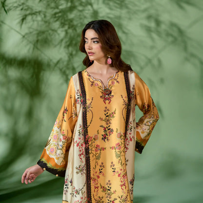 UAL-07 Printed Silk Kaftan Style Co-Ord Set Loose fit Casual Wear | Ethnic wear | ALLY'S