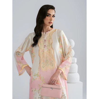 UAL-09 Printed Silk Kaftan with Trouser 2 Pc Set | Ally's