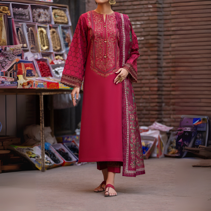 UCA-15 3 Pc Embroidered Cambric Cotton Ready to Wear Eid Collection by Casuallite