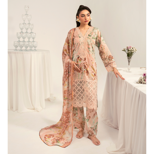 UA-94 3 Pc Embroidered Printed Summer Lawn | Ready to Wear | Umnaa
