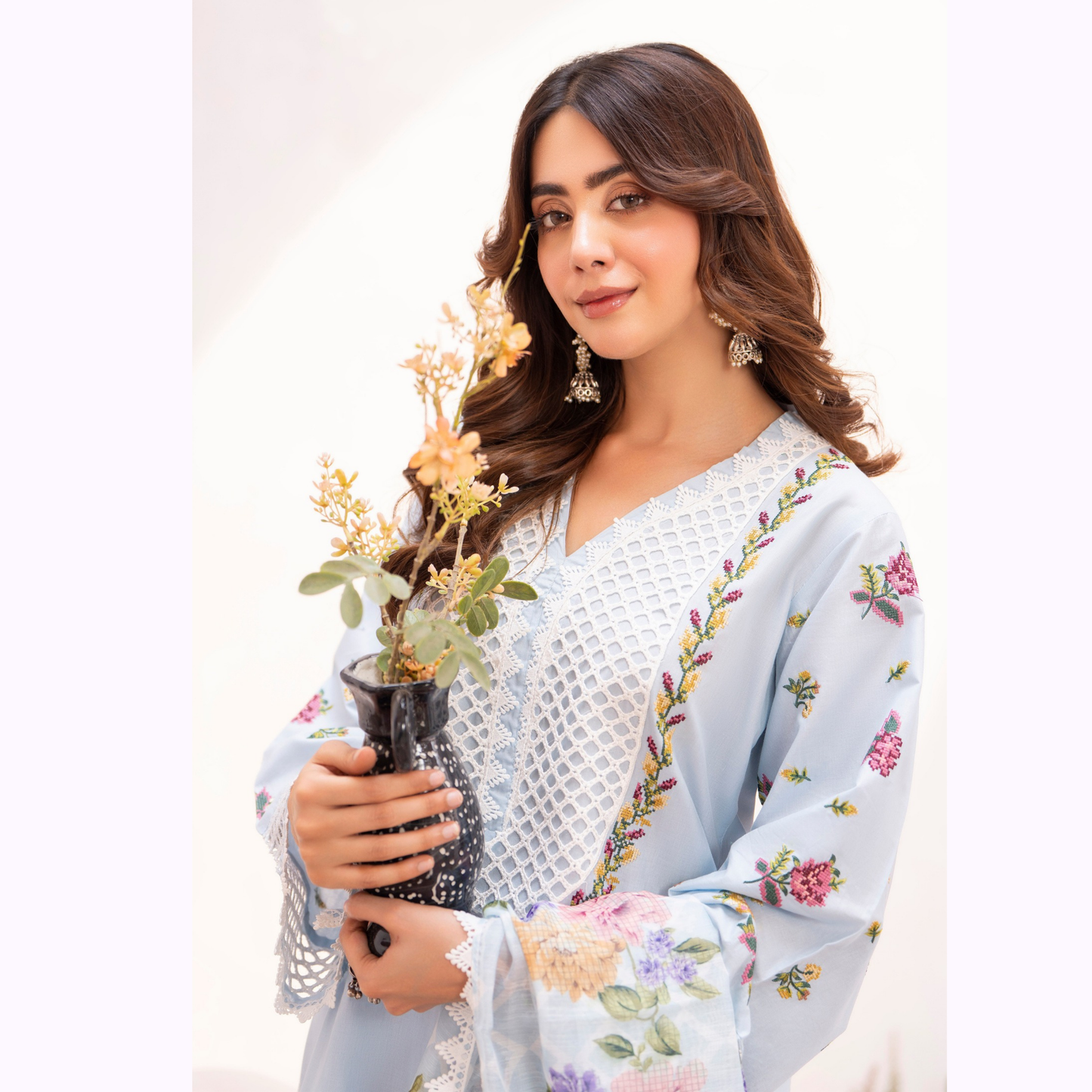 KC-1480 Embroidered Luxury Cambric Cotton farshi Shalwar Collection | Ready to Wear | Karma Collection