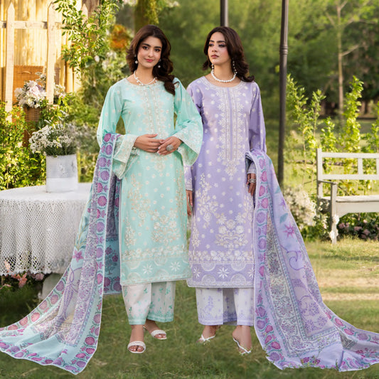 KC-1577 "Sunheri" Embroidered Festive Cambric Cotton Collection by Karma Collection