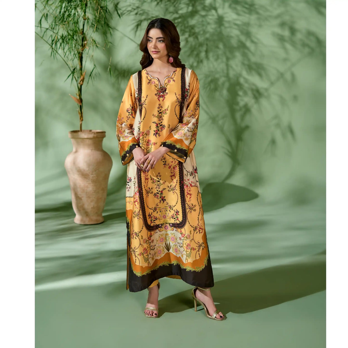 UAL-07 Printed Silk Kaftan Style Co-Ord Set Loose fit Casual Wear | Ethnic wear | ALLY'S