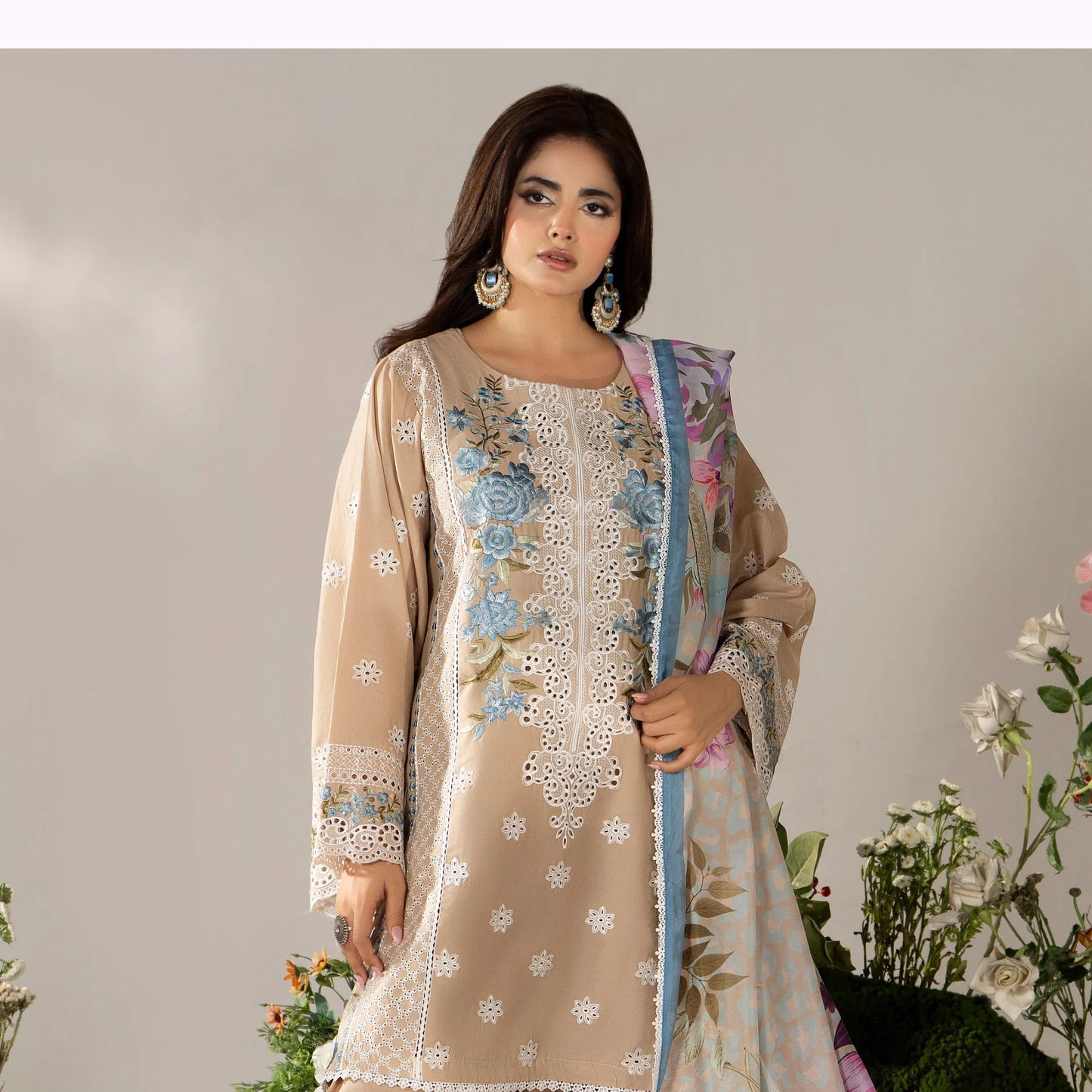 KC-1587 "AYRA" Embroidered Cambric Cotton Collection by Karma Collection
