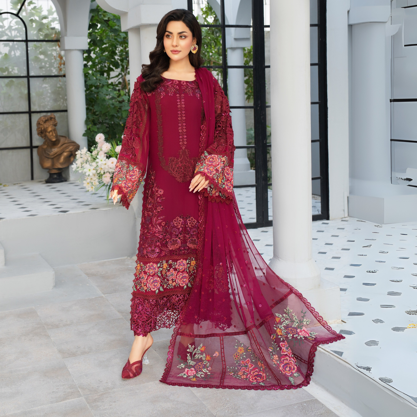 3 Piece Luxury Chiffon Ready to Wear Collection | karma Collection UMKC0903
