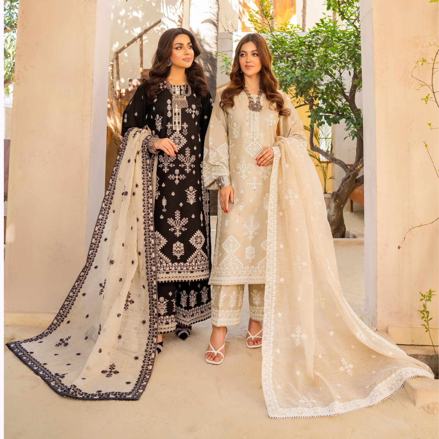 KC-1447 Embroidered Cambric Cotton  Ready to Wear 3 Pc - Karma Collection