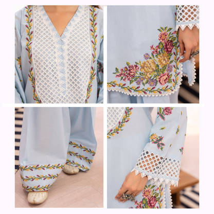 KC-1480 Embroidered Luxury Cambric Cotton farshi Shalwar Collection | Ready to Wear | Karma Collection