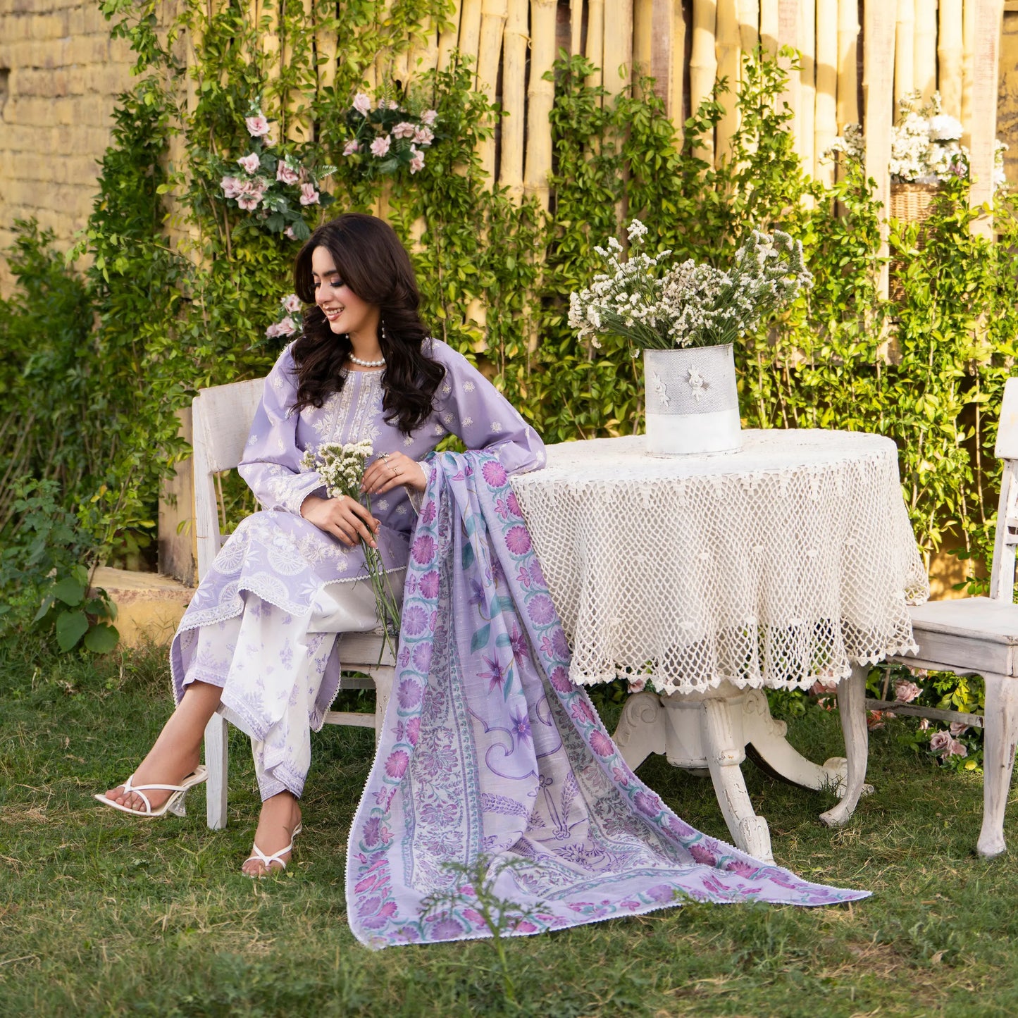 KC-1577 "Sunheri" Embroidered Festive Cambric Cotton Collection by Karma Collection