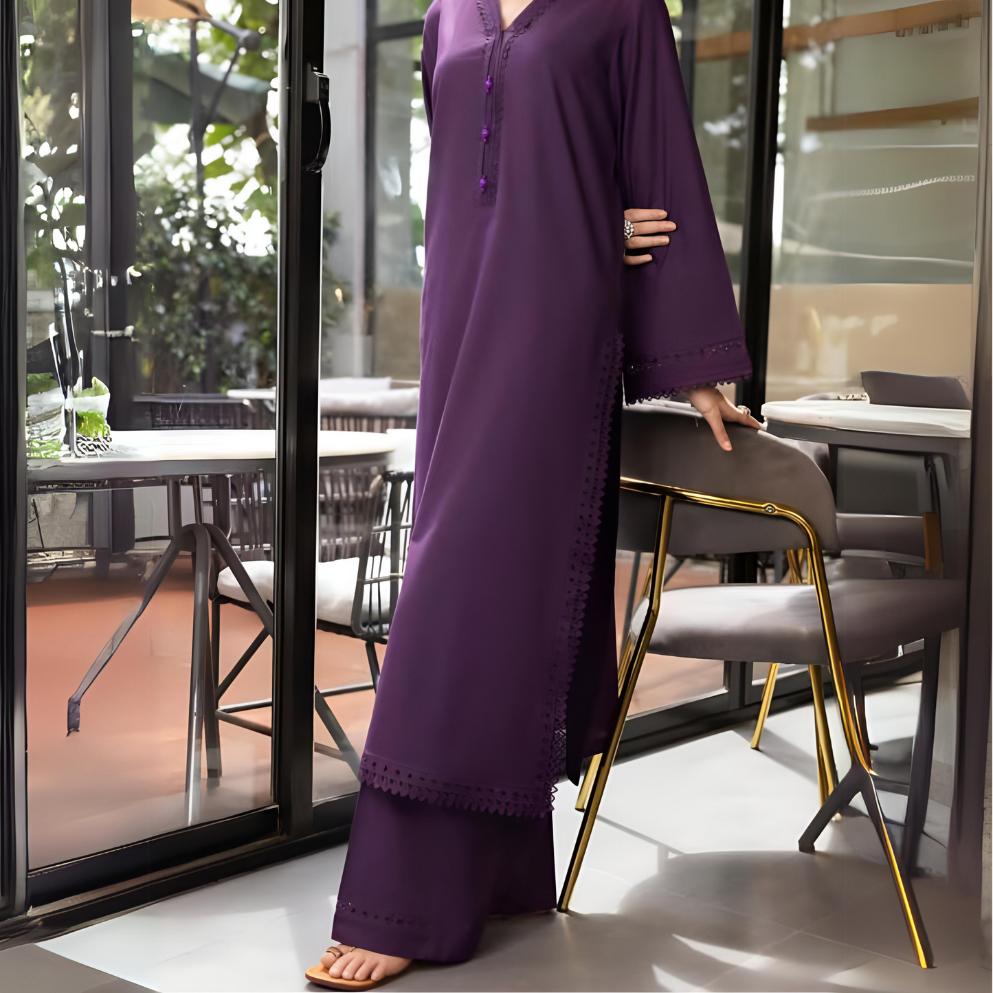 Plum 2 Pc Linen Pakistani Co-Ords Set | Ready to Wear | Casuallite