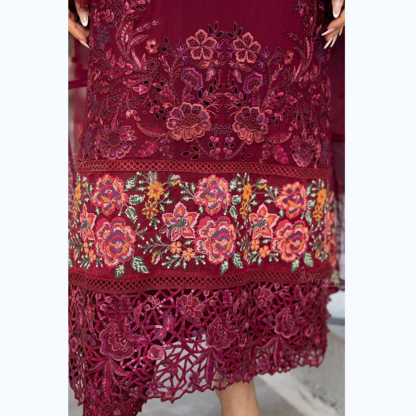 3 Piece Luxury Chiffon Ready to Wear Collection | karma Collection UMKC0903