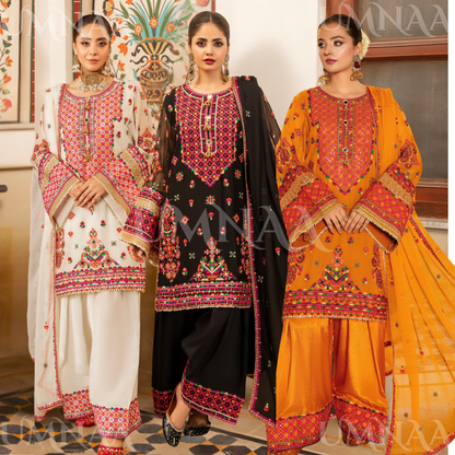 F-492 "Hayat" Embroidered Chiffon Festive Luxury 3 Pc Collection
