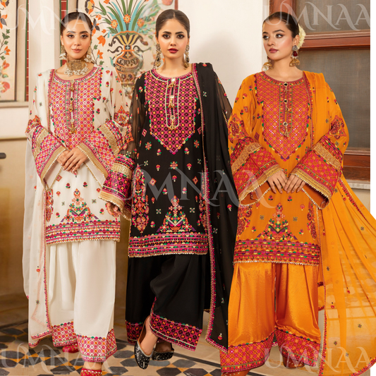 F-492 "Hayat" Embroidered Chiffon Festive Luxury 3 Pc Collection