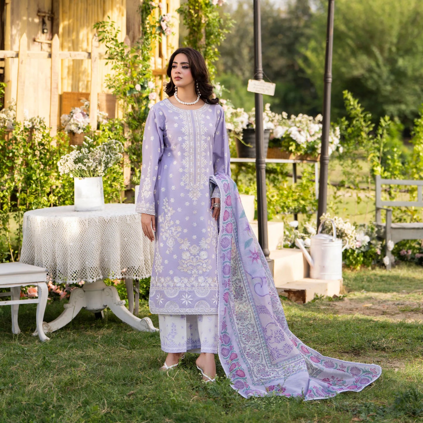 KC-1577 "Sunheri" Embroidered Festive Cambric Cotton Collection by Karma Collection