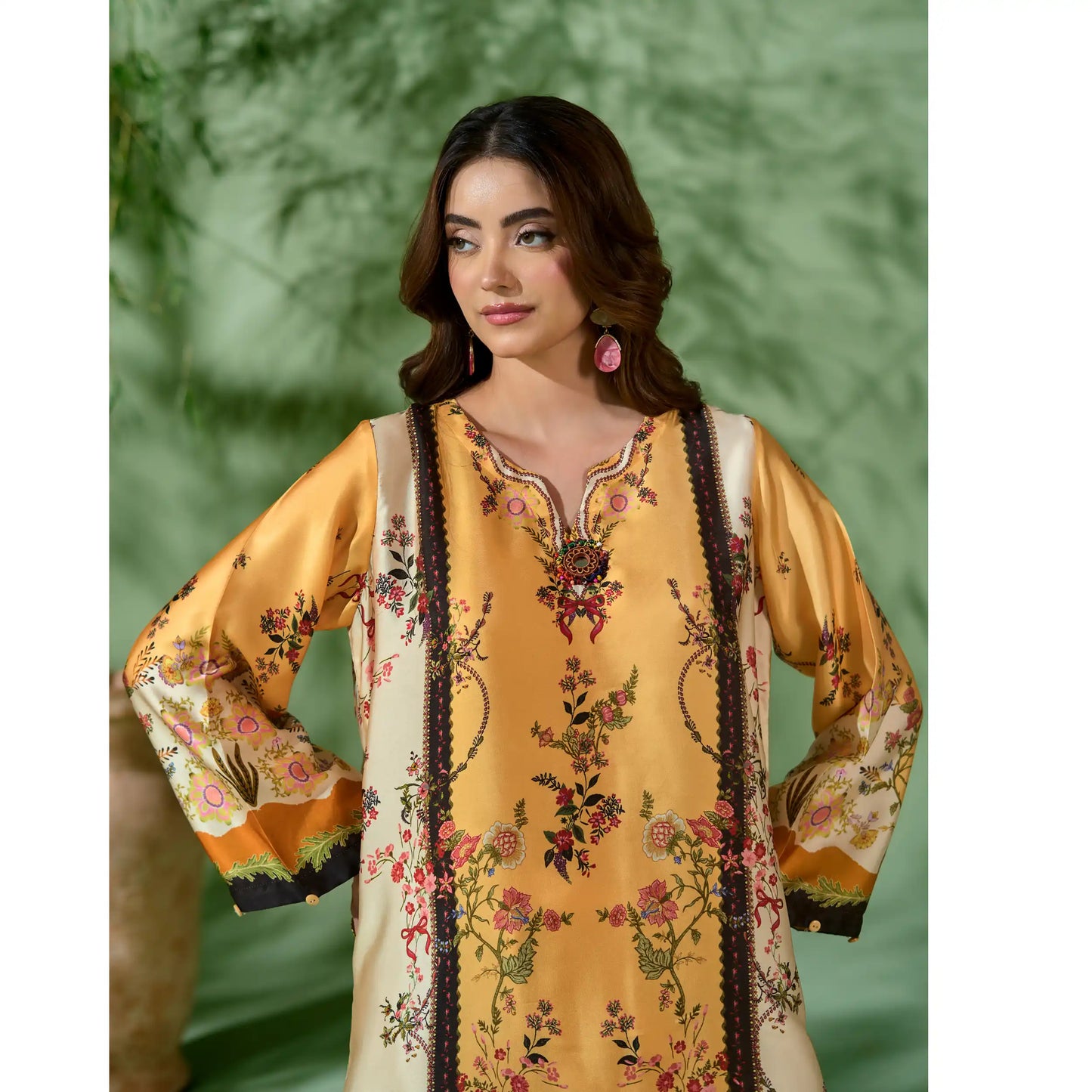 UAL-07 Printed Silk Kaftan Style Co-Ord Set Loose fit Casual Wear | Ethnic wear | ALLY'S