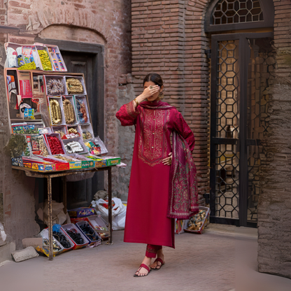 UCA-15 3 Pc Embroidered Cambric Cotton Ready to Wear Eid Collection by Casuallite