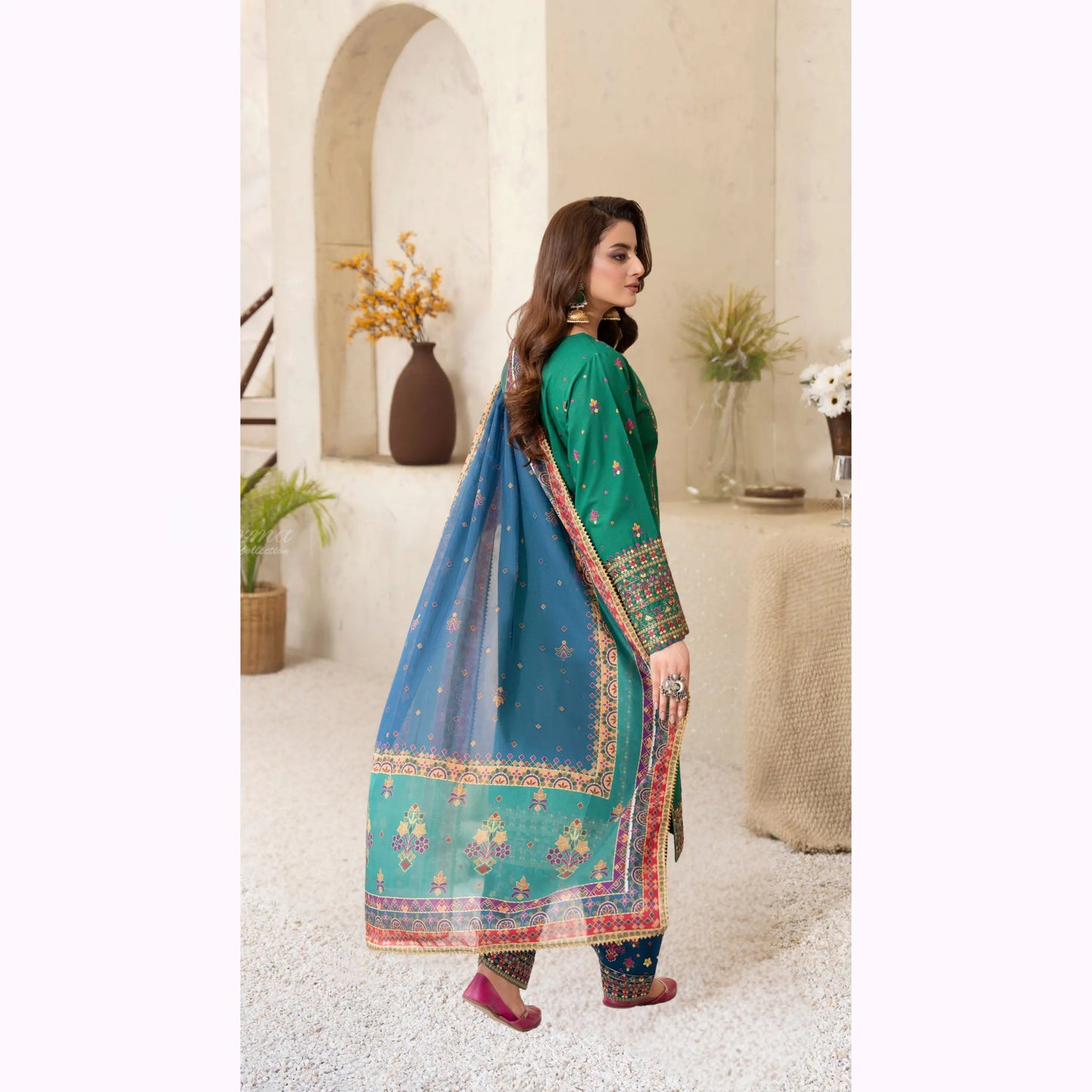 KC-1565 "Tabeer" Embroidered Festive Cambric Cotton Collection by Karma Collection