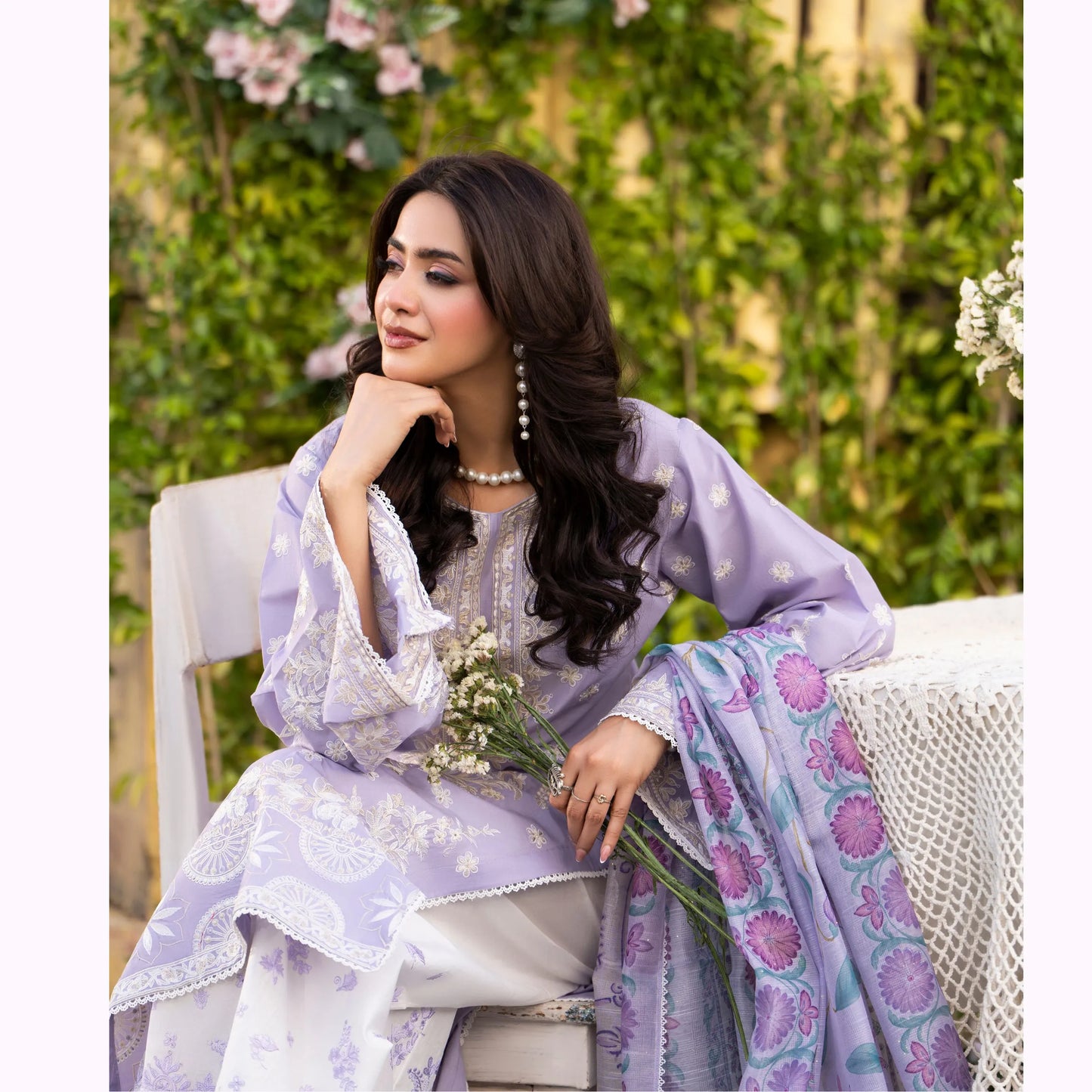 KC-1577 "Sunheri" Embroidered Festive Cambric Cotton Collection by Karma Collection