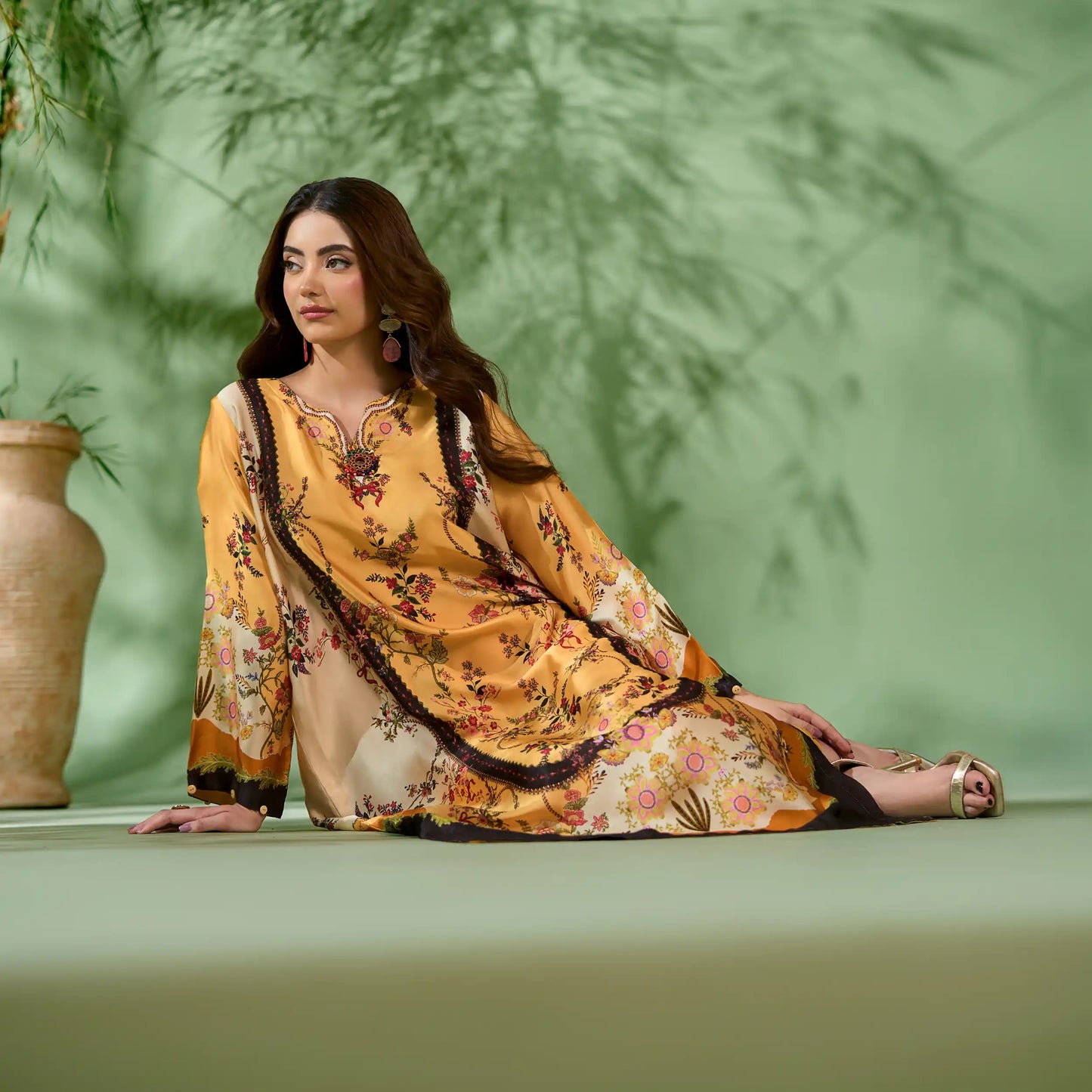 UAL-07 Printed Silk Kaftan Style Co-Ord Set Loose fit Casual Wear | Ethnic wear | ALLY'S