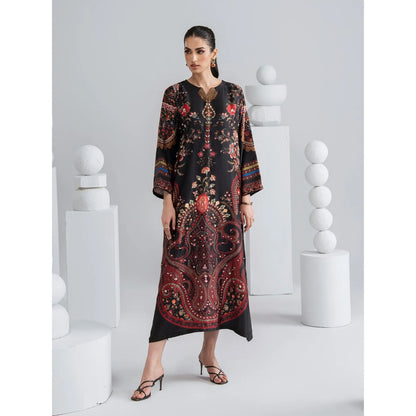 UAL-09 Printed Silk Kaftan with Trouser 2 Pc Set | Ally's