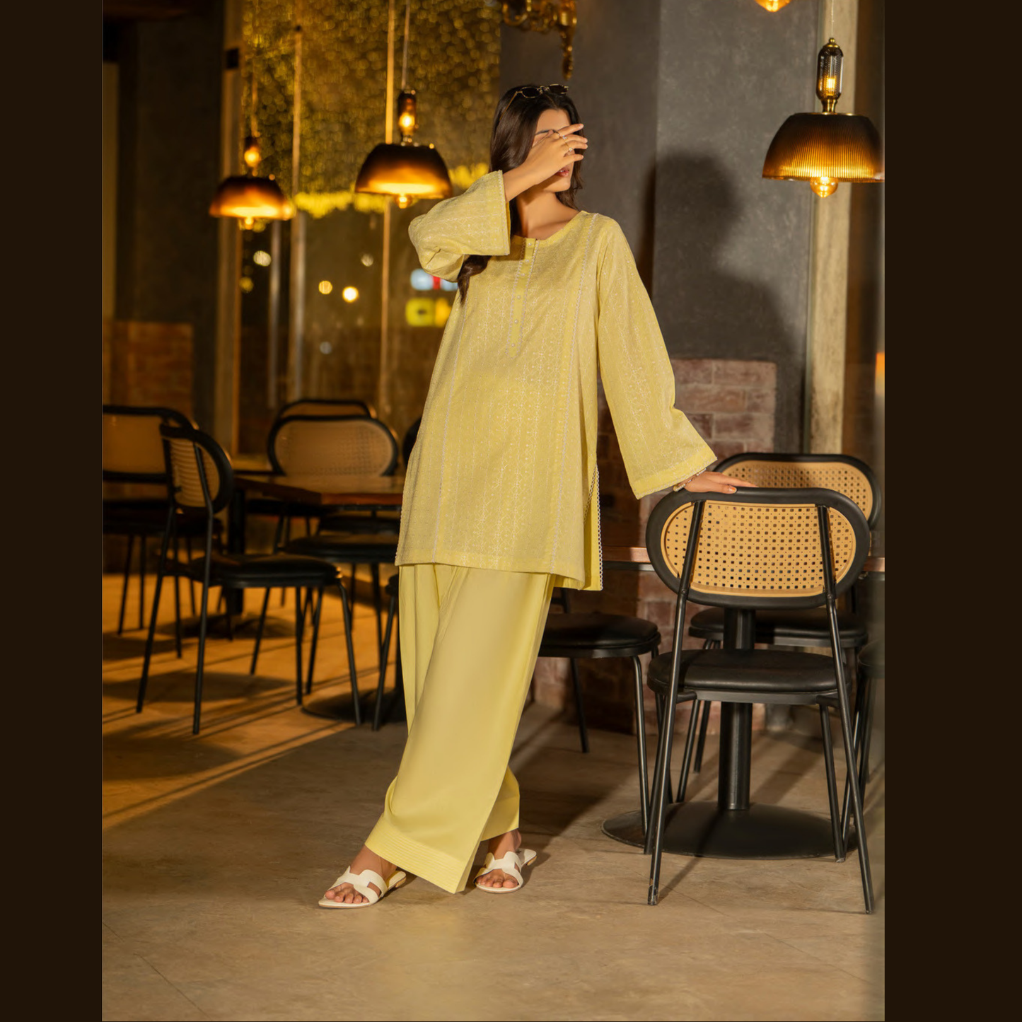 UCA-18 2 Pc Casual Cotton Farshi Shalwar Chikenkari Co-Ords Set | Ready to Wear | Casuallite