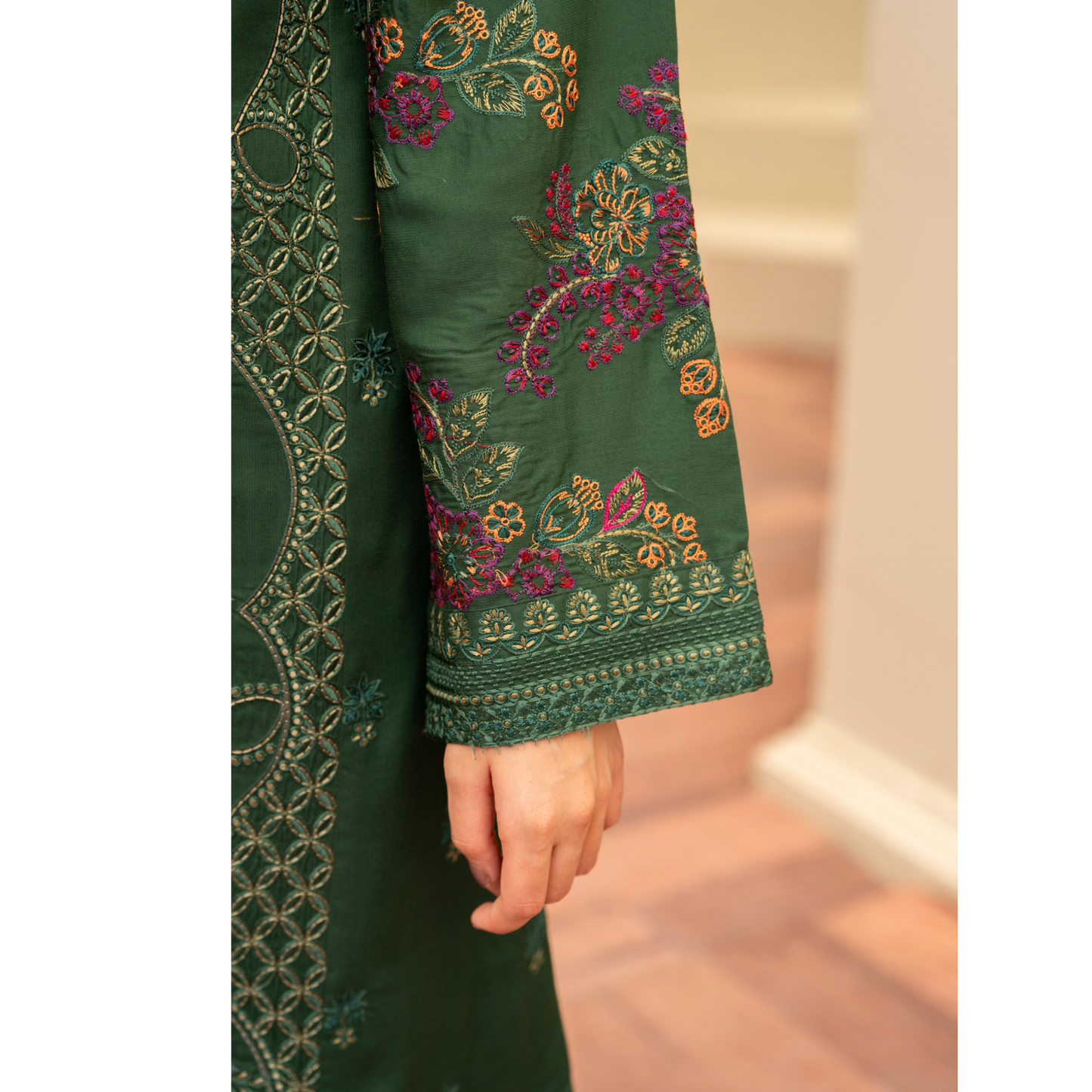 (GREEN) 3 Pc Ready to Wear Embroidered Printed Collection | Karma Collection | UMKC0807