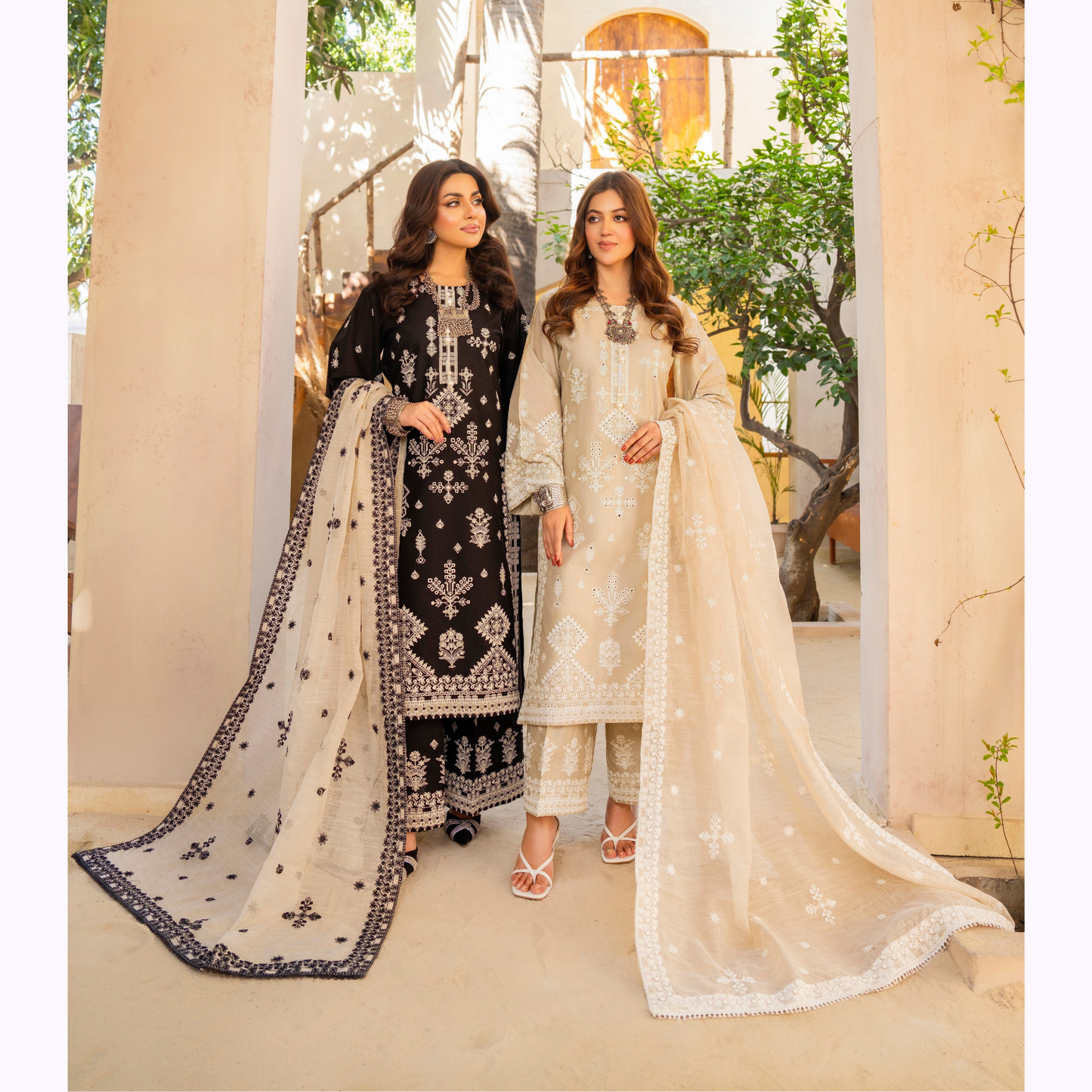 KC-1447 Embroidered Cambric Cotton  Ready to Wear 3 Pc - Karma Collection