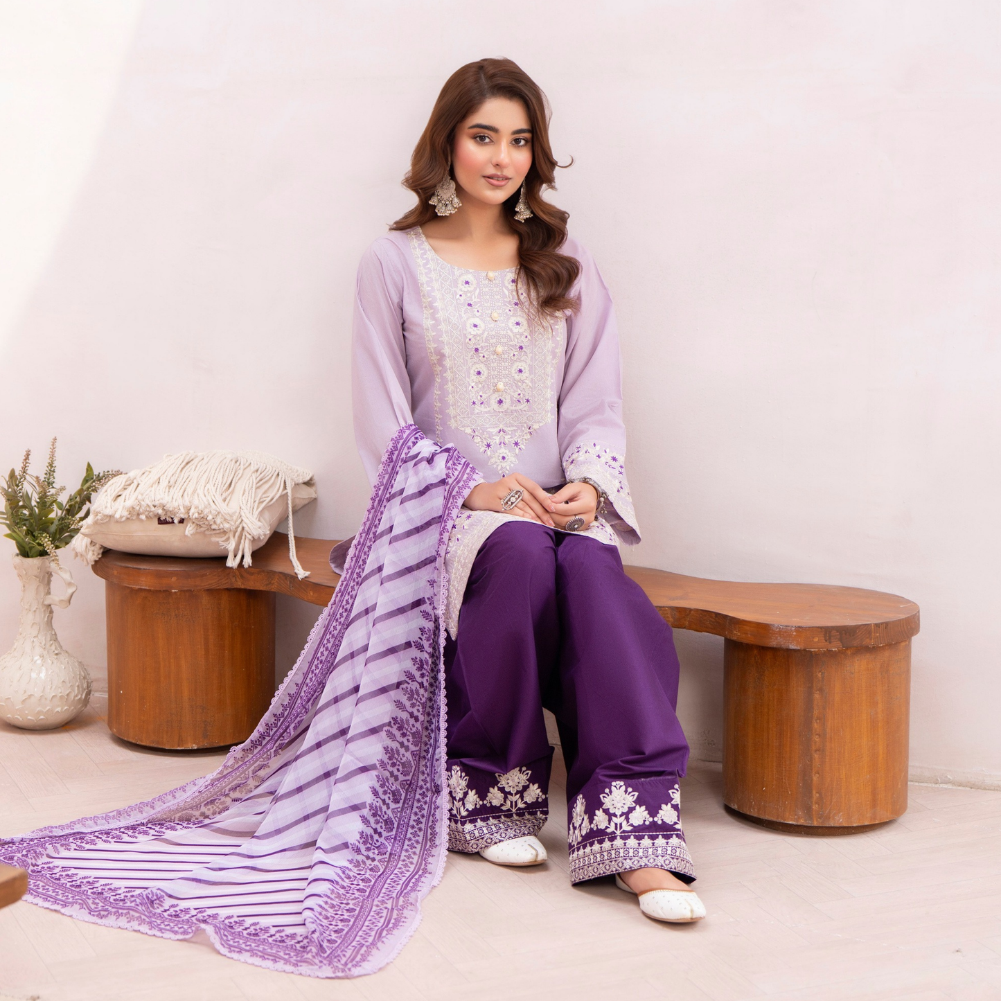 KC-1484 Embroidered Luxury Cambric Cotton farshi Shalwar Collection | Ready to Wear | Karma Collection