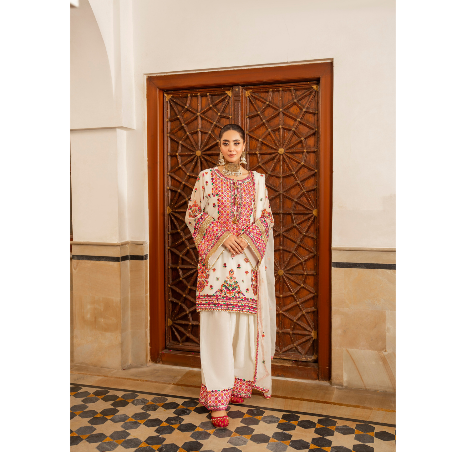 F-492 "Hayat" Embroidered Chiffon Festive Luxury 3 Pc Collection