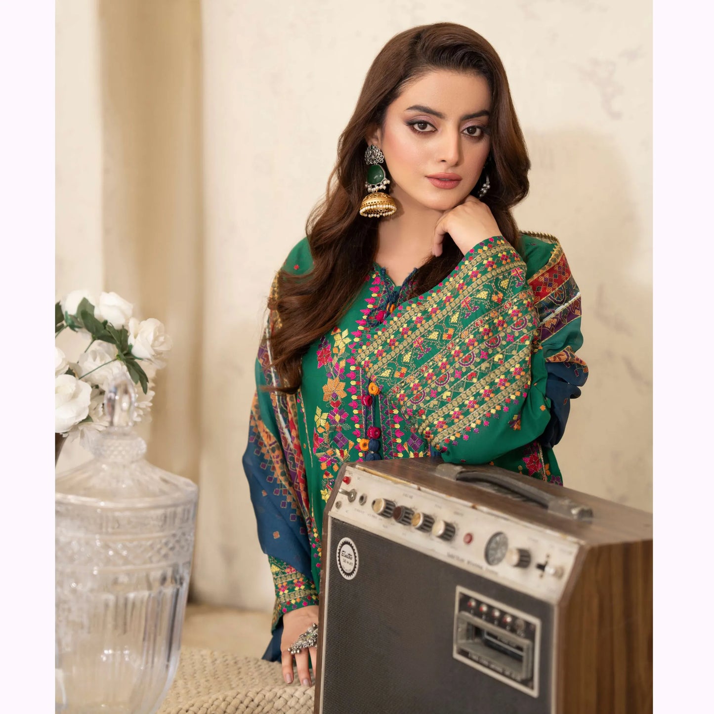 KC-1565 "Tabeer" Embroidered Festive Cambric Cotton Collection by Karma Collection
