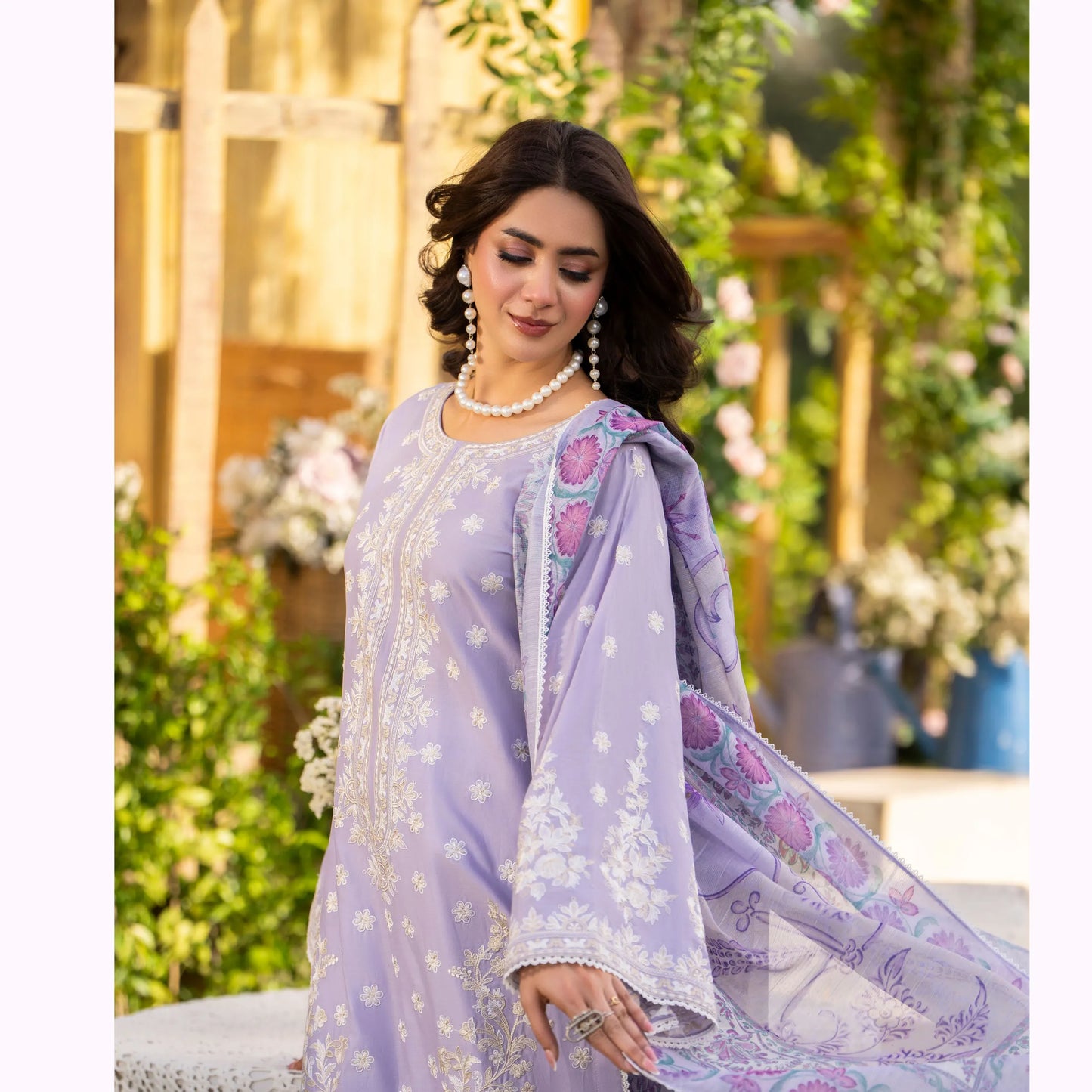 KC-1577 "Sunheri" Embroidered Festive Cambric Cotton Collection by Karma Collection