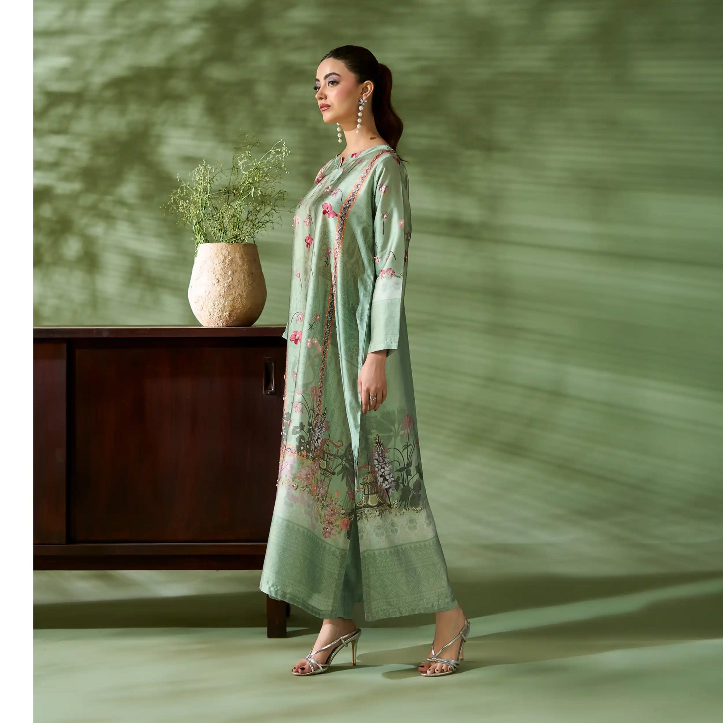 UAL-07 Printed Silk Kaftan Style Co-Ord Set Loose fit Casual Wear | Ethnic wear | ALLY'S