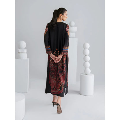 UAL-09 Printed Silk Kaftan with Trouser 2 Pc Set | Ally's