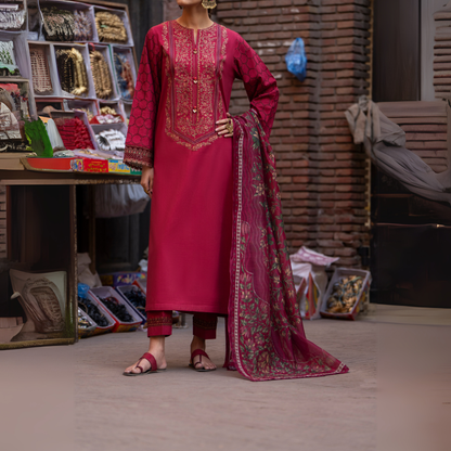 UCA-15 3 Pc Embroidered Cambric Cotton Ready to Wear Eid Collection by Casuallite