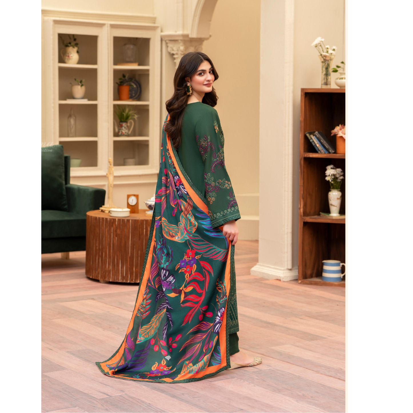 (GREEN) 3 Pc Ready to Wear Embroidered Printed Collection | Karma Collection | UMKC0807