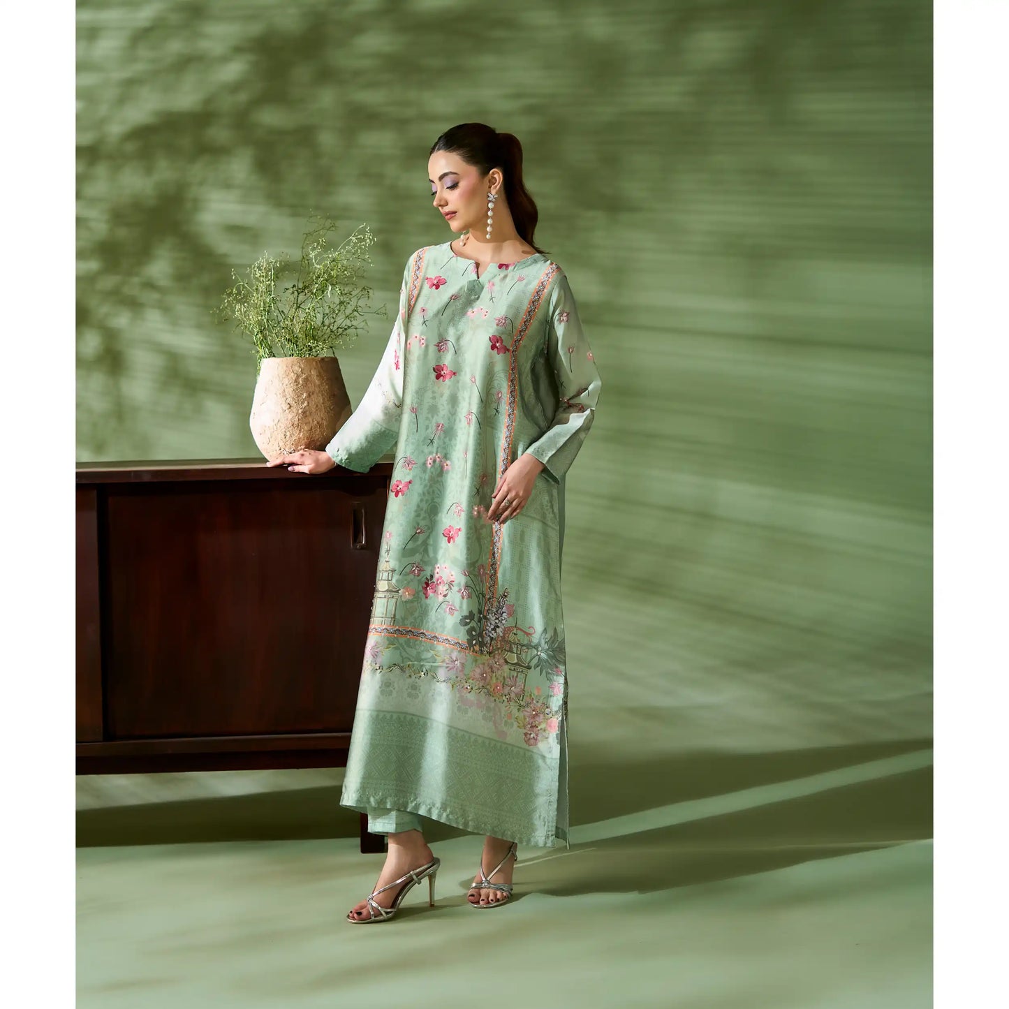 UAL-07 Printed Silk Kaftan Style Co-Ord Set Loose fit Casual Wear | Ethnic wear | ALLY'S