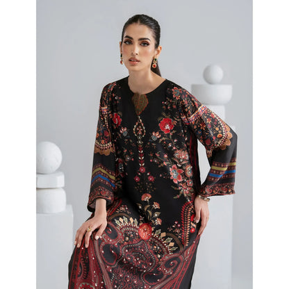 UAL-09 Printed Silk Kaftan with Trouser 2 Pc Set | Ally's