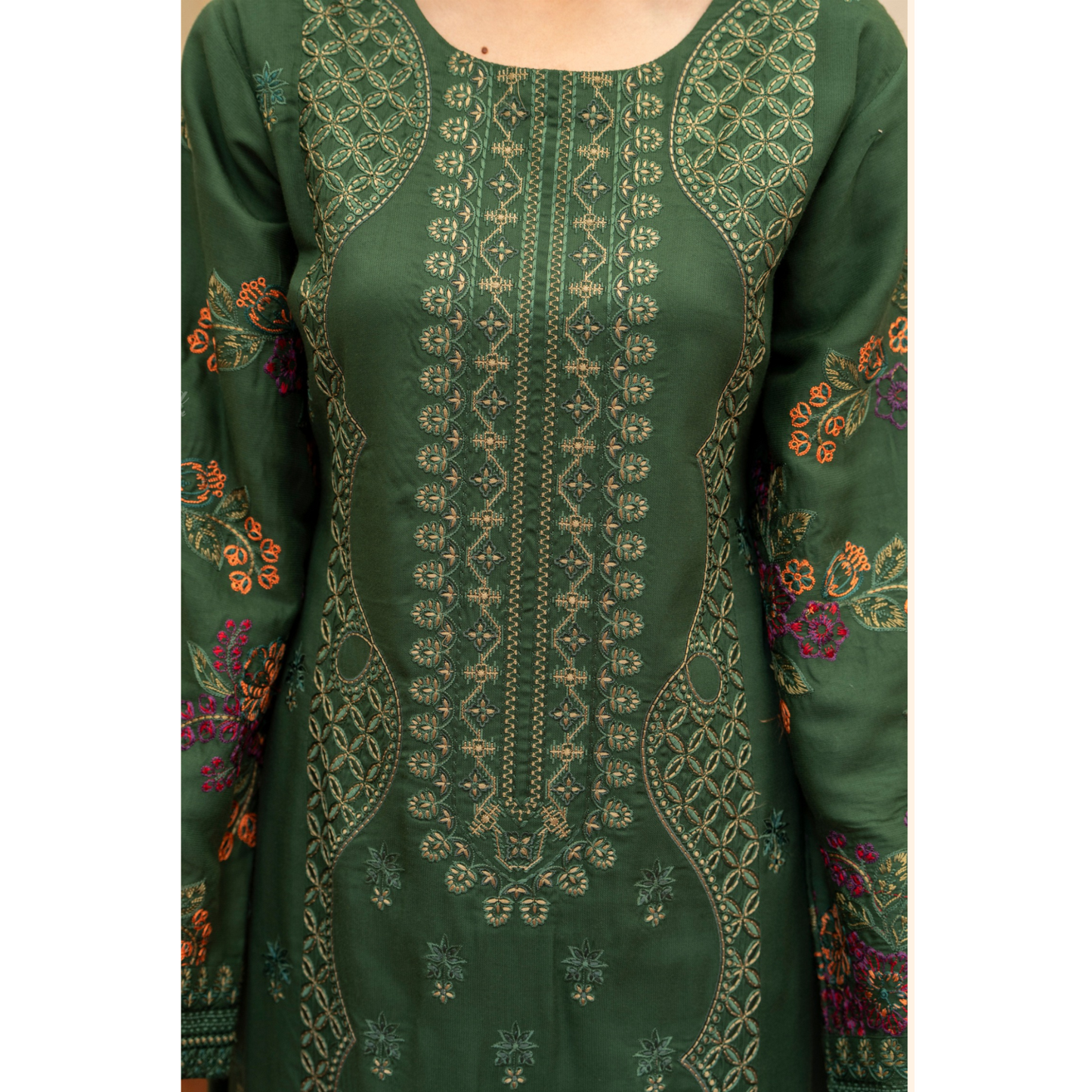 (GREEN) 3 Pc Ready to Wear Embroidered Printed Collection | Karma Collection | UMKC0807