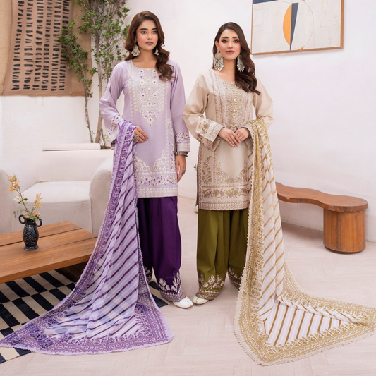 KC-1484 Embroidered Luxury Cambric Cotton farshi Shalwar Collection | Ready to Wear | Karma Collection