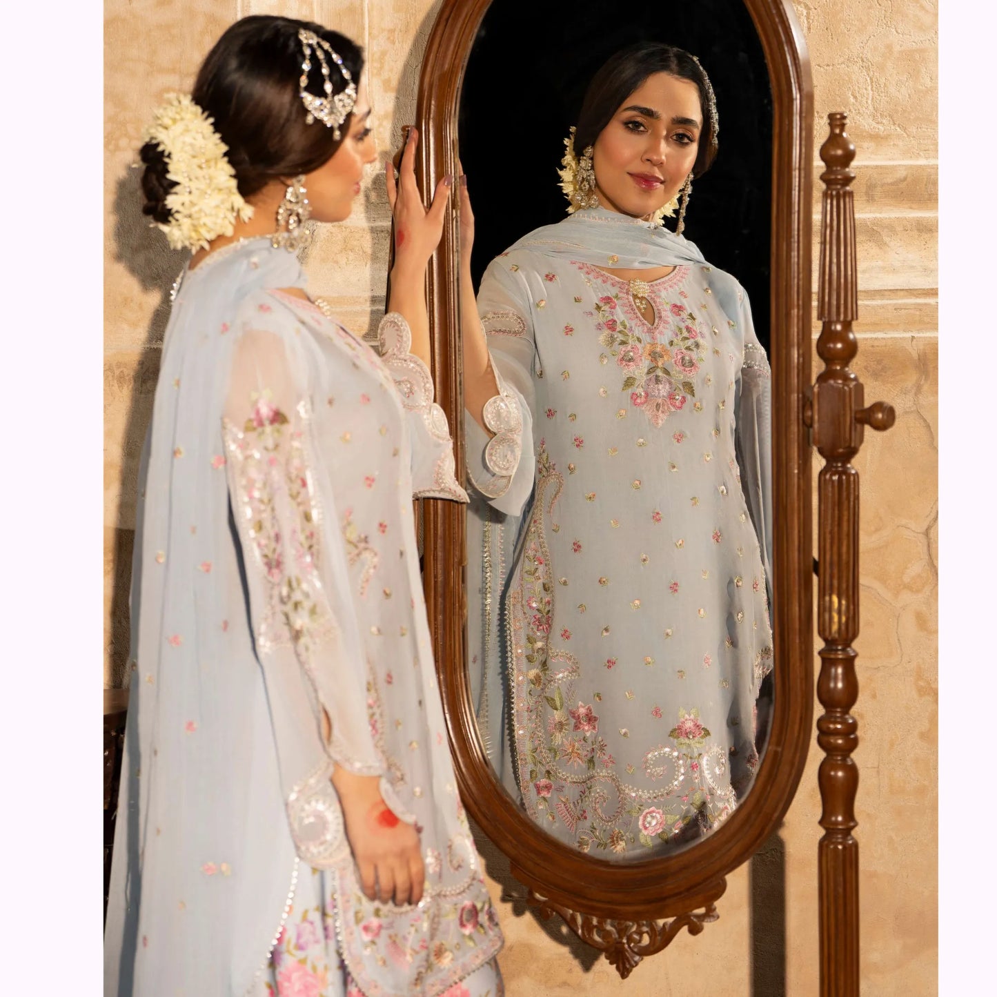 F-524 "Saj Dhaj" Embroidered Georgette Collection by Karma Collection