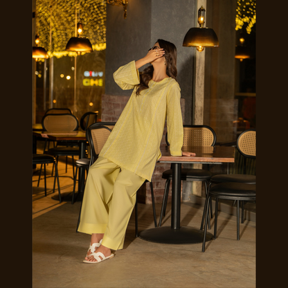 UCA-18 2 Pc Casual Cotton Farshi Shalwar Chikenkari Co-Ords Set | Ready to Wear | Casuallite