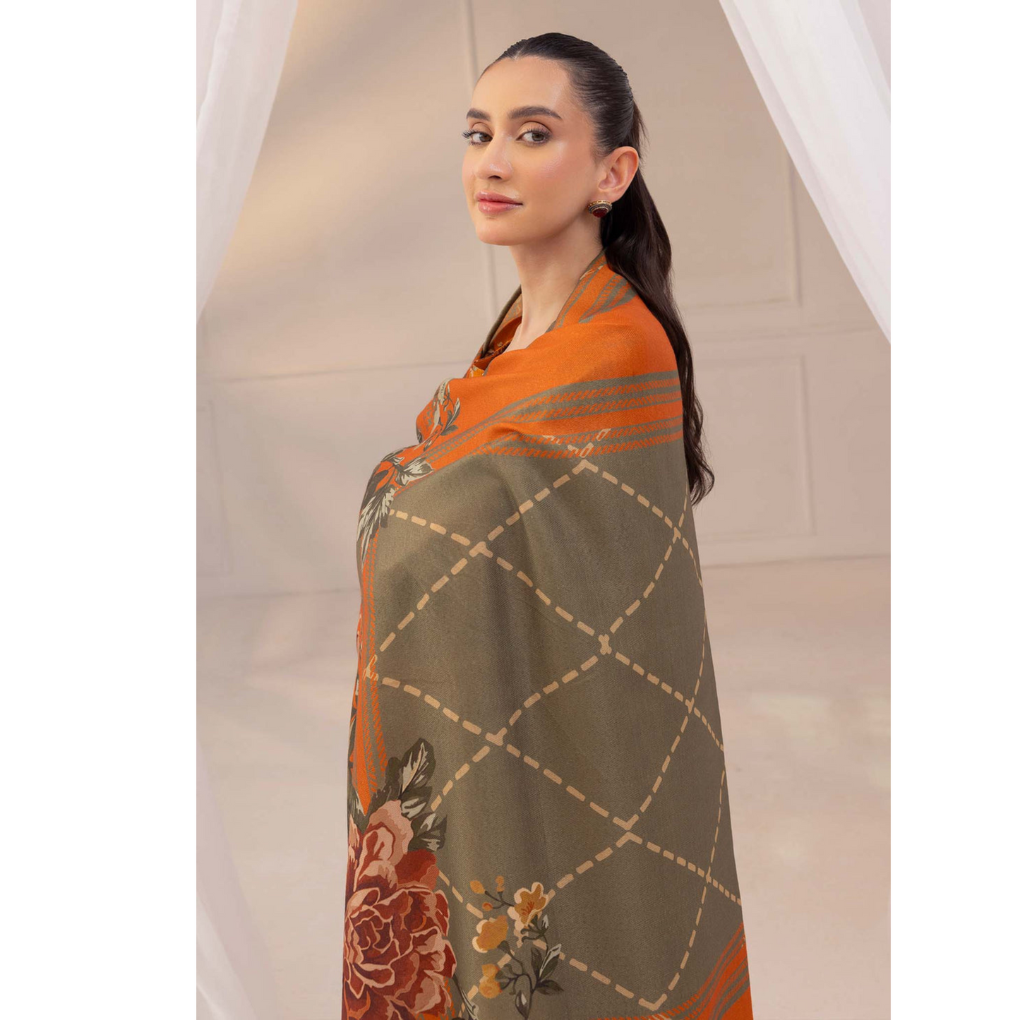 Tahiti Gold 3 Pc Printed Khaddar Ready to Wear Dress - Adan's libas