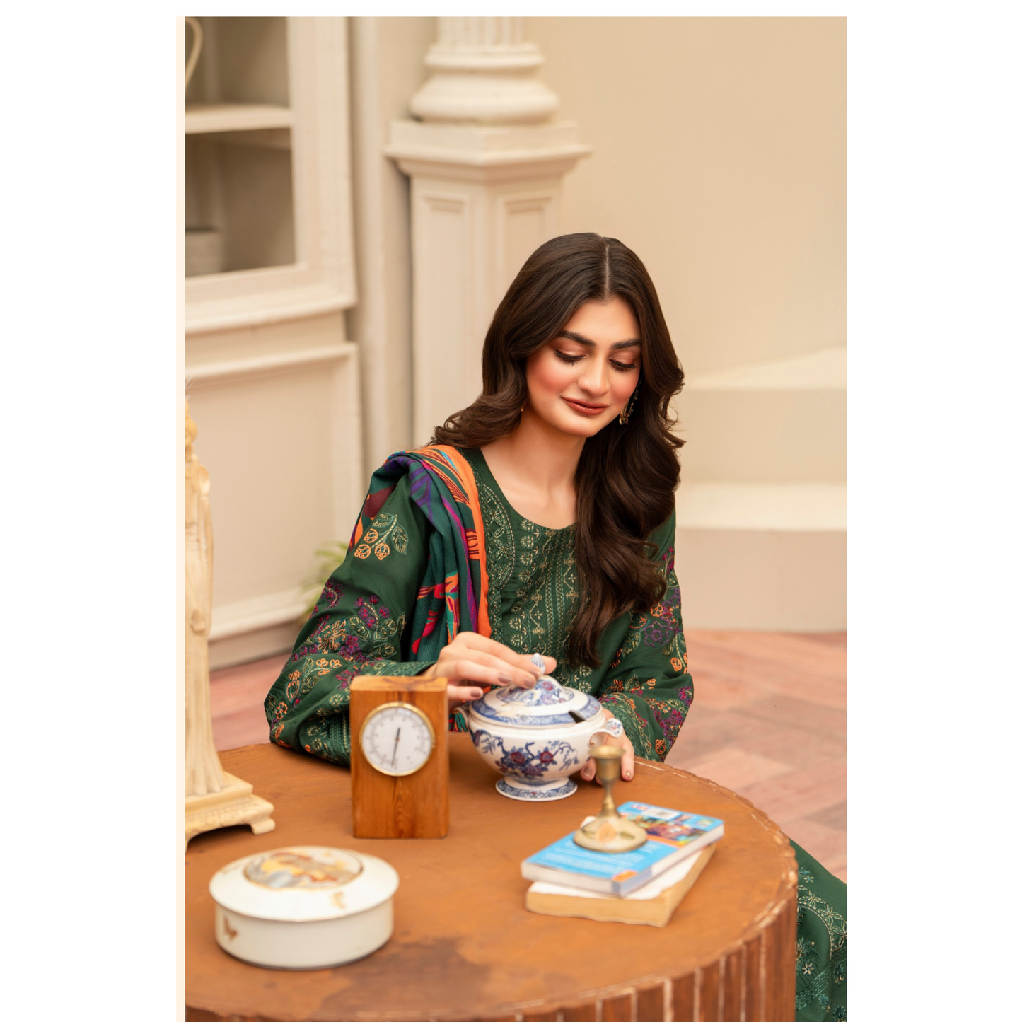 (GREEN) 3 Pc Ready to Wear Embroidered Printed Collection | Karma Collection | UMKC0807
