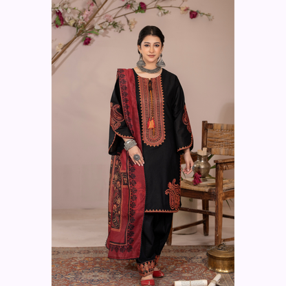 UKC-33 Embroidered Cambric Cotton Dress Ready to Wear 3 Pc - Karma Collection