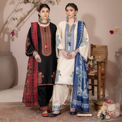 UKC-33 Embroidered Cambric Cotton Dress Ready to Wear 3 Pc - Karma Collection