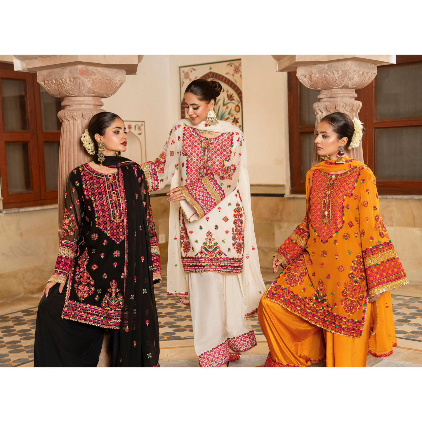 F-492 "Hayat" Embroidered Chiffon Festive Luxury 3 Pc Collection