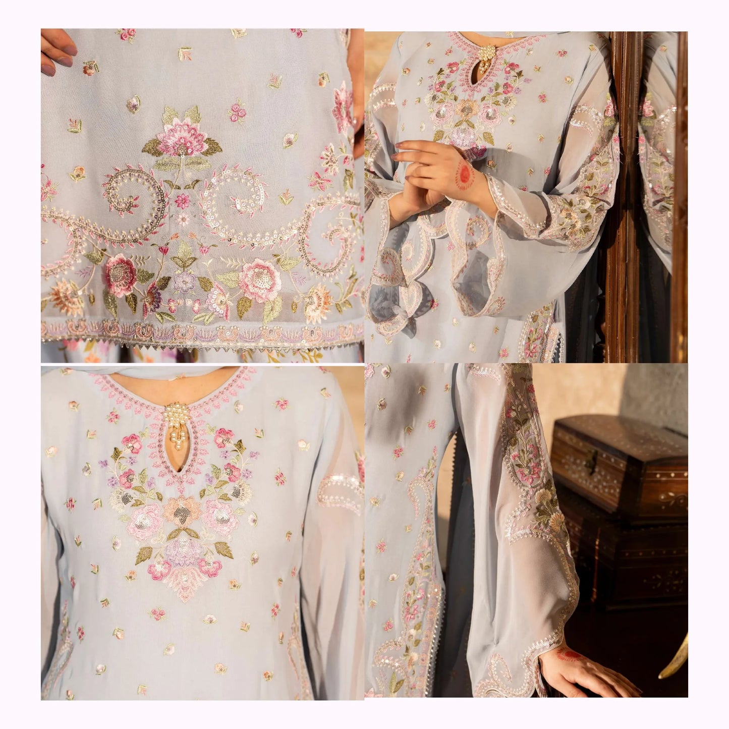 F-524 "Saj Dhaj" Embroidered Georgette Collection by Karma Collection