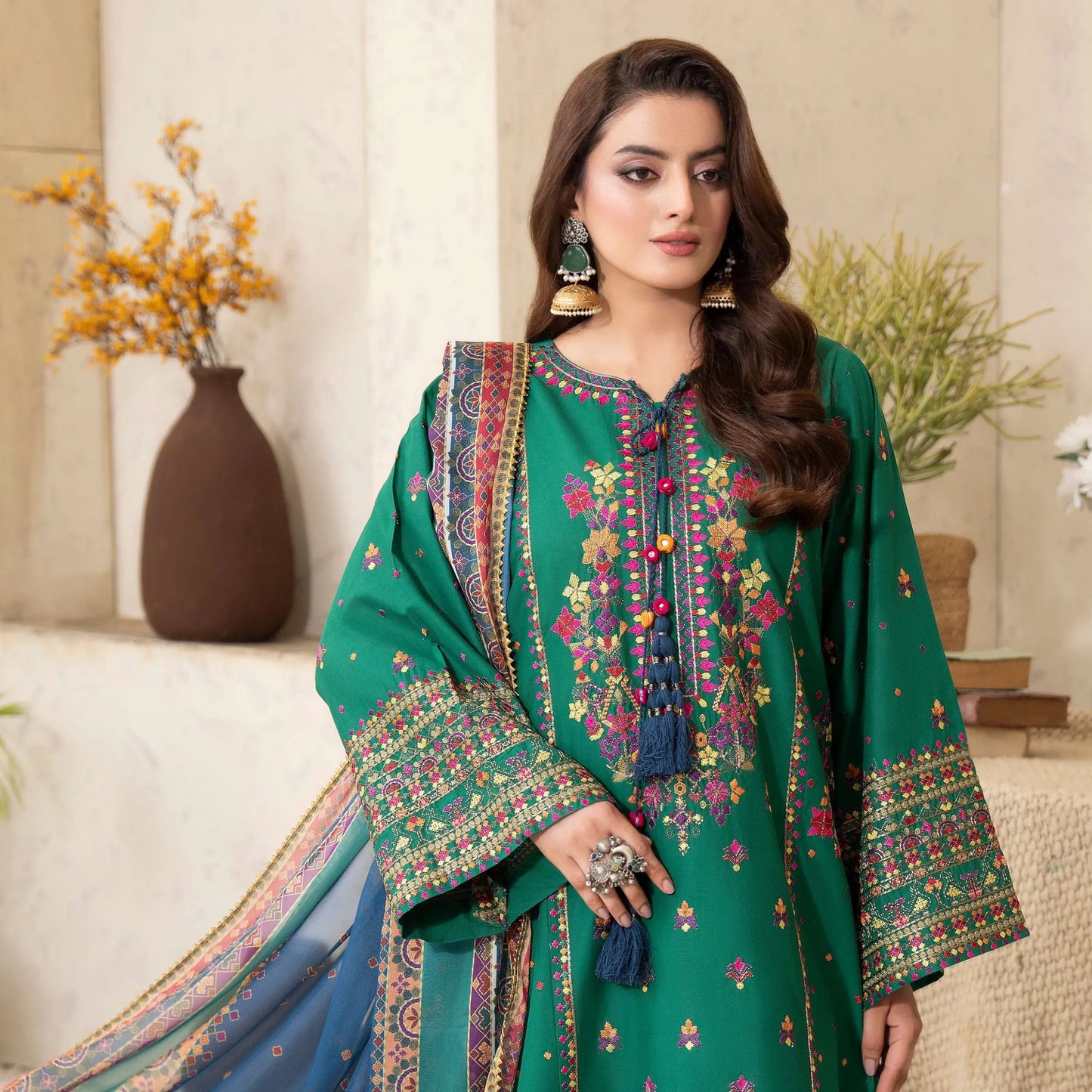 KC-1565 "Tabeer" Embroidered Festive Cambric Cotton Collection by Karma Collection